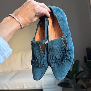 🇮🇹 MASAMI 🇮🇹 handmade in Italy Suede loafers. Size 7 in dark blue.38 EU. (TTS)